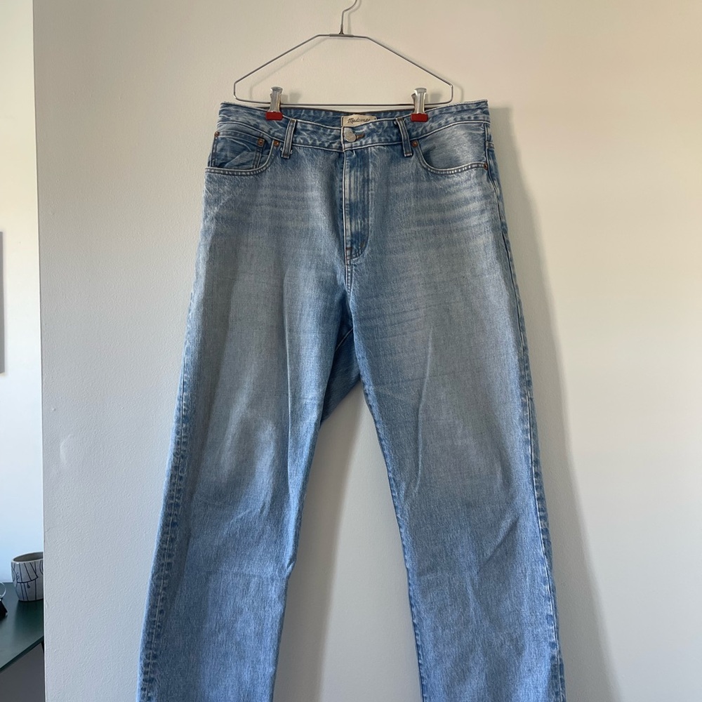 Madewell Size 32/14 Curvy 90s Straight Faded Blue Denim Jeans